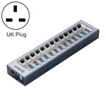 ORICO AT2U3-13AB-GY-BP HUB USB 3.0 a 13 porte con interruttori individuali e indicatore LED blu, spina americana, 13AB
