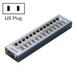 ORICO AT2U3-13AB-GY-BP HUB USB 3.0 a 13 porte con interruttori individuali e indicatore LED blu, spina americana, 13AB