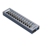 ORICO AT2U3-13AB-GY-BP HUB USB 3.0 a 13 porte con interruttori individuali e indicatore LED blu, spina americana, 13AB