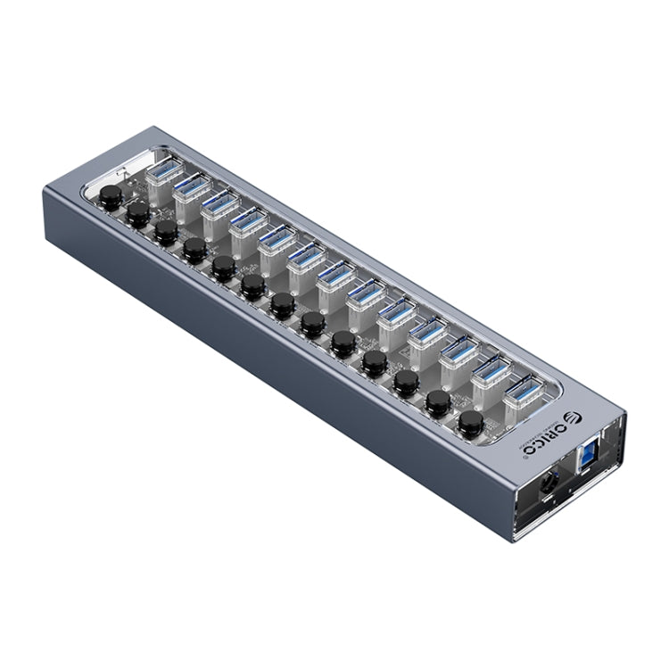ORICO AT2U3-13AB-GY-BP HUB USB 3.0 a 13 porte con interruttori individuali e indicatore LED blu, spina americana, 13AB
