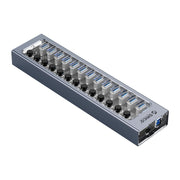 ORICO AT2U3-13AB-GY-BP HUB USB 3.0 a 13 porte con interruttori individuali e indicatore LED blu, spina americana, 13AB