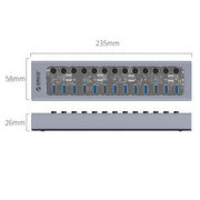 ORICO AT2U3-13AB-GY-BP HUB USB 3.0 a 13 porte con interruttori individuali e indicatore LED blu, spina americana, 13AB