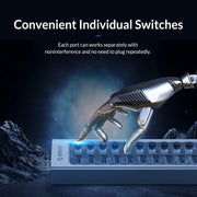 ORICO AT2U3-13AB-GY-BP HUB USB 3.0 a 13 porte con interruttori individuali e indicatore LED blu, spina americana, 13AB