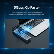 ORICO AT2U3-13AB-GY-BP HUB USB 3.0 a 13 porte con interruttori individuali e indicatore LED blu, spina americana, 13AB