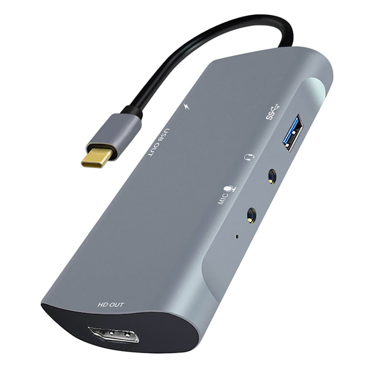 Z41 6 in 1 USB-C / Type-C to PD USB-C / Type-C + HD HDMI + USB 3.0 + 3.5mm AUX + USB + Microphone Interface Multifunctional Docking Station Video Capture Card