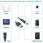 Cavo di alimentazione CC da USB a 5,5 x 2,1 mm da 3 A, lunghezza: 1 m, USB to DC 5.5x2.1mm