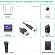 Cavo di alimentazione CC da USB a 5,5 x 2,1 mm da 3 A, lunghezza: 1 m, USB to DC 5.5x2.1mm