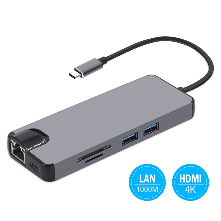 Adattatore 8 in 1 da USB C a HDMI USB 3.0 LAN VGA TF SD