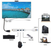 Adattatore USB 3.0 4 in 1 a 3 USB 3.0 + HDMI