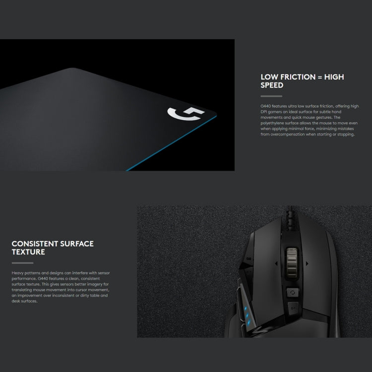 Tappetino per mouse da gioco rigido E-Sport Logitech G440, dimensioni: 34 x 28 cm, G440 Hard