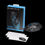 Logitech G402 Interfaccia USB 8 tasti 4000 DPI Mouse da gioco ottico cablato con tracciamento ad alta velocità regolabile a cinque velocità, Lunghezza: 2 m