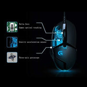 Logitech G402 Interfaccia USB 8 tasti 4000 DPI Mouse da gioco ottico cablato con tracciamento ad alta velocità regolabile a cinque velocità, Lunghezza: 2 m