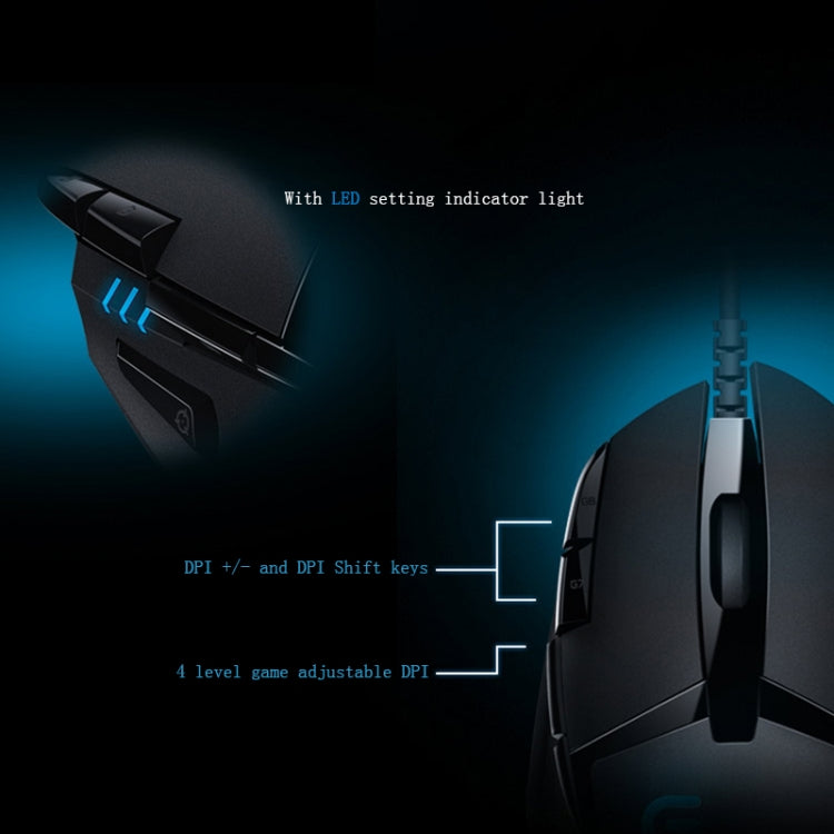 Logitech G402 Interfaccia USB 8 tasti 4000 DPI Mouse da gioco ottico cablato con tracciamento ad alta velocità regolabile a cinque velocità, Lunghezza: 2 m