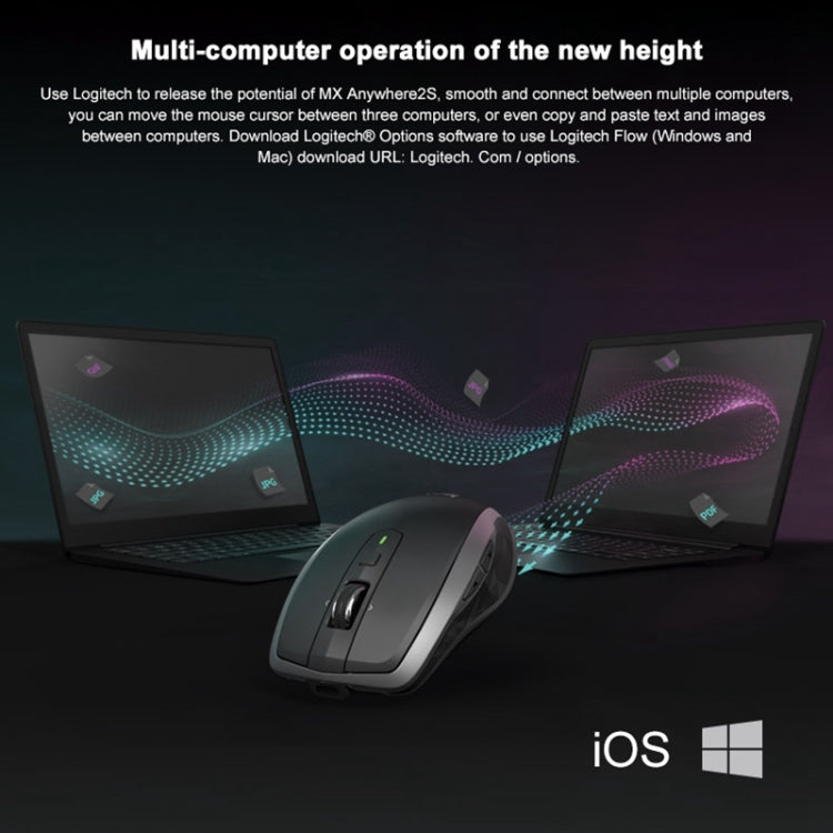 Logitech MX Anywhere 2S 4000 DPI Bluetooth + Unifying Mouse da gioco ottico wireless ricaricabile a doppia modalità con design simmetrico