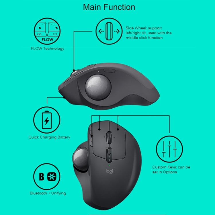 Logitech MX ERGO 440DPI Bluetooth + mouse ottico trackball wireless dual-mode Unifying, MX ERGO
