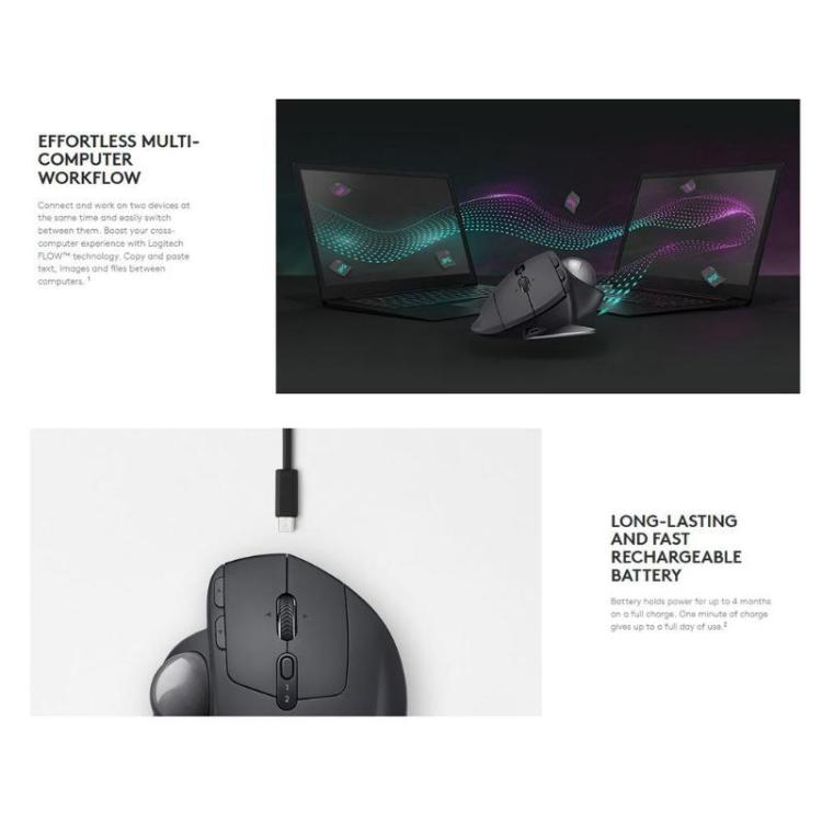 Logitech MX ERGO 440DPI Bluetooth + mouse ottico trackball wireless dual-mode Unifying, MX ERGO