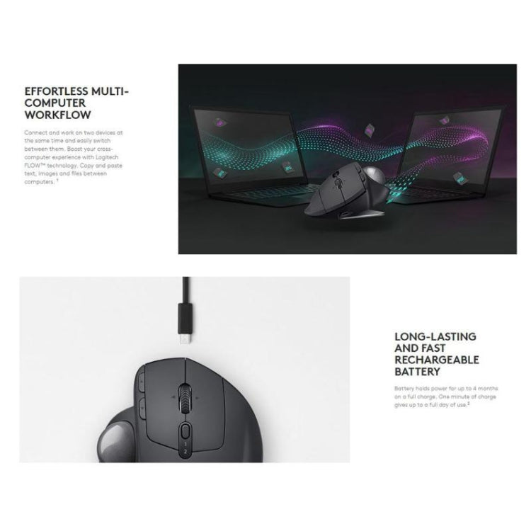 Logitech MX ERGO 440DPI Bluetooth + mouse ottico trackball wireless dual-mode Unifying, MX ERGO