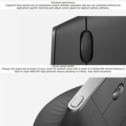 Logitech MX Vertical 4000 DPI USB-C/Type-C + Unifying + Bluetooth Mouse ottico verticale wireless ergonomico a tre modalità, MX Vertical