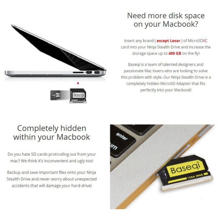 Custodia per scheda SD ad alta velocità nascosta BASEQI in lega di alluminio per laptop Dell XPS da 15,6 pollici (9560/9570), For Dell XPS 15.6 inch 9560