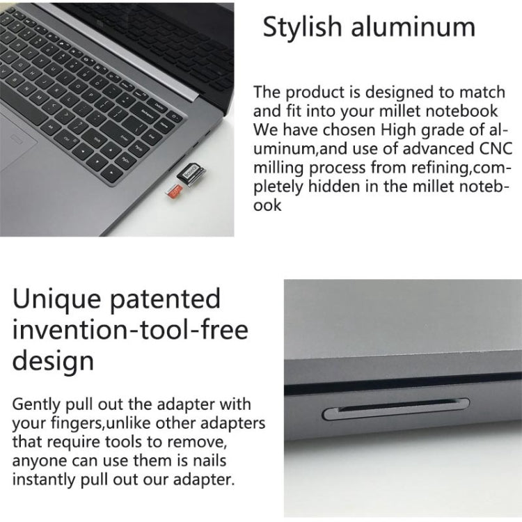 Custodia per scheda SD BASEQI nascosta in lega di alluminio per laptop Xiaomi Pro MX150 da 15,6 pollici, For Xiaomi Pro 15.6 inch MX150