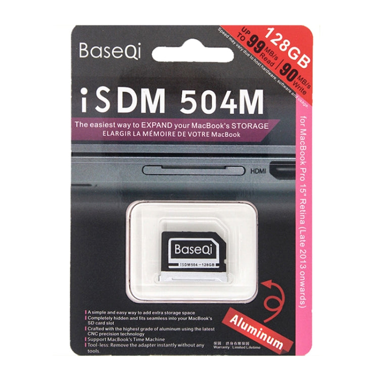 Scheda di memoria Micro SD (TF) in lega di alluminio BASEQI 503MSV da 128 GB per laptop Macbook Pro Retina da 15 pollici (2012 - 2013 inizio), For Macbook Pro Retina 15(2012-2013 Early)