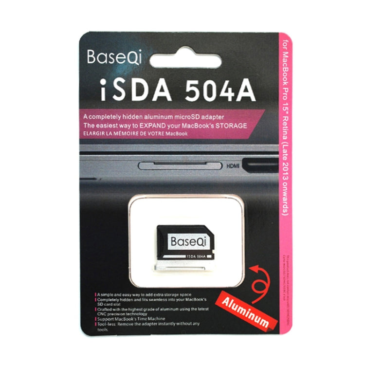 Custodia per scheda SD nascosta BASEQI 504ASV in lega di alluminio per laptop Macbook Pro Retina da 15 pollici (fine 2013 - metà 2015), For Macbook Pro Retina 15