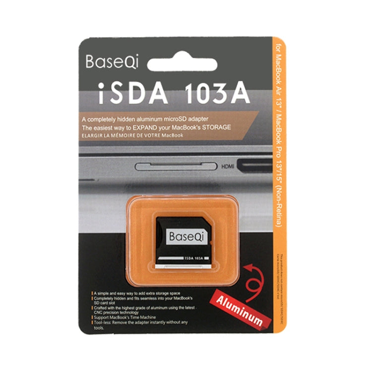 Custodia per scheda SD nascosta in lega di alluminio BASEQI per laptop MacBook Air da 13,3 pollici, For MacBook Air 13.3