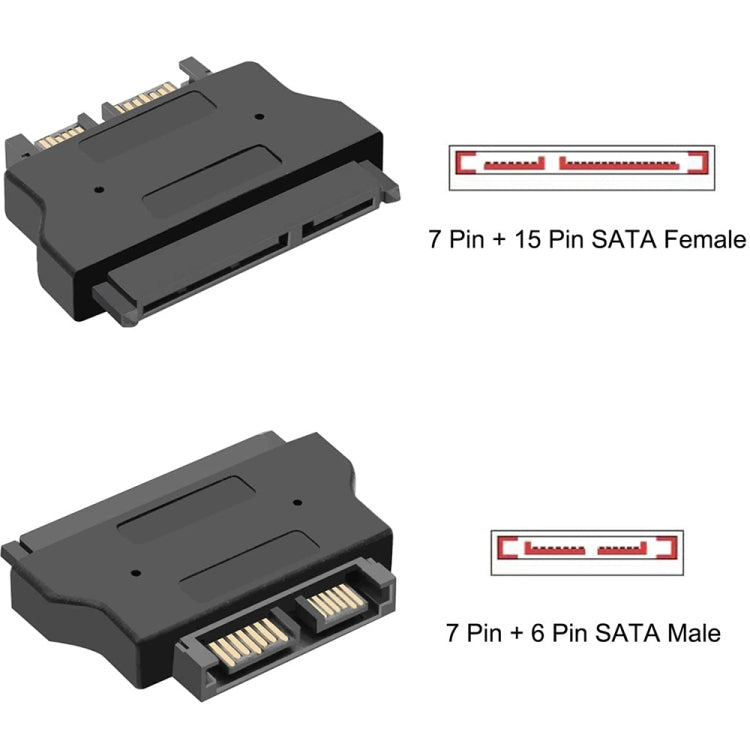 Adattatore SATA da 22 pin femmina a SATA SLIMLINE da 13 pin maschio, SATA 22 Pin Female to SATA 13 Pin