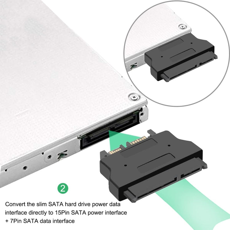 Adattatore SATA da 22 pin femmina a SATA SLIMLINE da 13 pin maschio, SATA 22 Pin Female to SATA 13 Pin