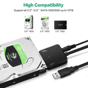 Adattatore professionale per cavo SATA a USB 3.0 Connettore espandibile per disco rigido SSD da 2,5/3,5 pollici, 2.5 / 3.5 inch