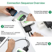Adattatore professionale per cavo SATA a USB 3.0 Connettore espandibile per disco rigido SSD da 2,5/3,5 pollici, 2.5 / 3.5 inch