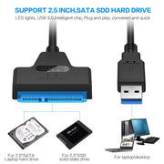 Adattatore professionale per cavo SATA a USB 3.0 Connettore espandibile per disco rigido SSD da 2,5 pollici, 2.5 inch
