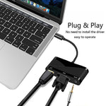 Hub USB-C con porte USB 2.0, audio, VGA e HDMI
