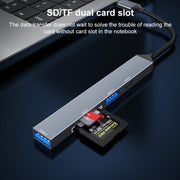 ADS-806C 5 in 1 USB-C / Tipo-C a USB 3.0 + USB-C / Tipo-C + SD/TF + USB 2.0 HUB Docking Station, 5 in 1
