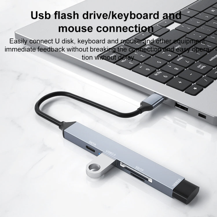 ADS-806C 5 in 1 USB-C / Tipo-C a USB 3.0 + USB-C / Tipo-C + SD/TF + USB 2.0 HUB Docking Station, 5 in 1