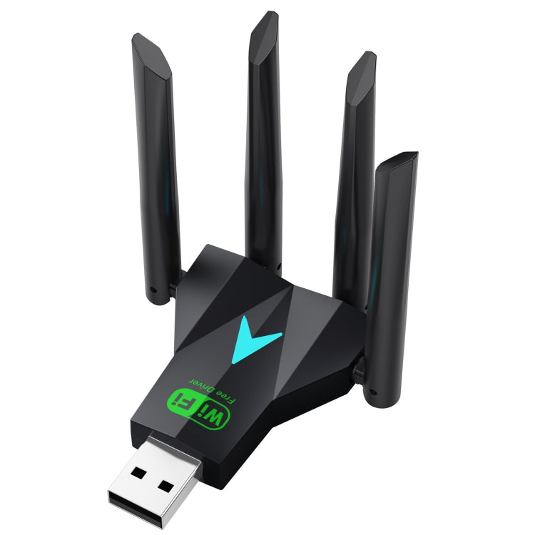 Scheda di rete wireless 5G 1300Mbps Gigabit Dual Band Driver-free USB WiFi Receiver, 1300Mbps 5G