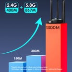 Scheda di rete wireless 5G 1300Mbps Gigabit Dual Band Driver-free USB WiFi Receiver, 1300Mbps 5G