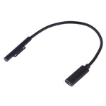 Cavo di ricarica rapida PD USB-C / Type-C femmina a 6 pin maschio per laptop per Microsoft Surface Pro 9/8/7/6/5/4/3, lunghezza cavo: 0,2 m, Pro 9 / 8 / 7 / 6 / 5 / 4 / 3 to USB-C / Type-C Female Black                                                   ...