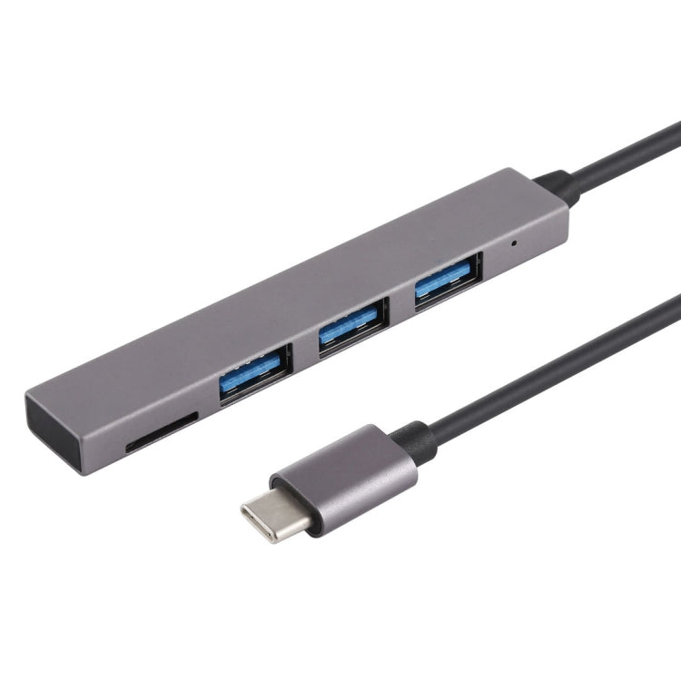 Lettore di schede TF T-809B + 3 porte USB 3.0 a convertitore HUB USB-C/Type-C, lunghezza cavo: 13 cm