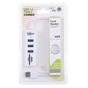 Lettore di schede TF/SD 2 in 1 + 3 porte USB 3.0 al convertitore HUB USB 3.0, lunghezza cavo: 26 cm, USB 3.0 (White), USB 3.0 (Black)