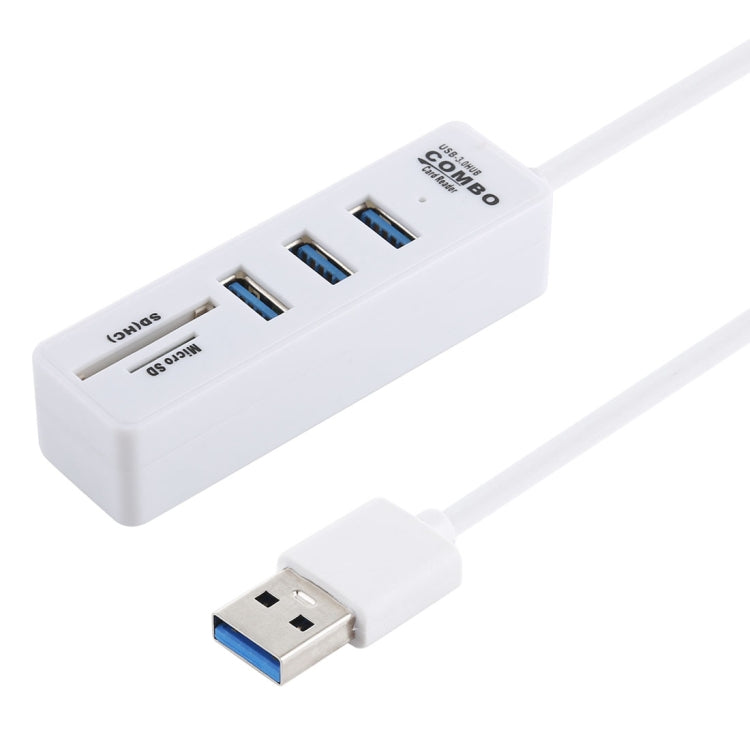Lettore di schede TF/SD 2 in 1 + 3 porte USB 3.0 al convertitore HUB USB 3.0, lunghezza cavo: 26 cm, USB 3.0 (White), USB 3.0 (Black)