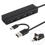Convertitore HUB USB-C/Tipo-C 3 in 1 + Micro USB + 4 porte USB 2.0, lunghezza cavo: 12 cm, 3 in 1 (White), 3 in 1 (Black)