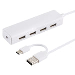 Convertitore HUB USB-C/Tipo-C 3 in 1 + Micro USB + 4 porte USB 2.0, lunghezza cavo: 12 cm, 3 in 1 (White), 3 in 1 (Black)