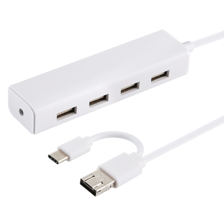 Convertitore HUB USB-C/Tipo-C 3 in 1 + Micro USB + 4 porte USB 2.0, lunghezza cavo: 12 cm, 3 in 1 (White), 3 in 1 (Black)