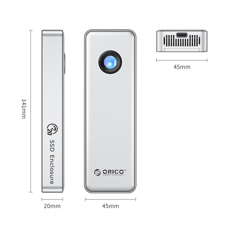 Custodia SSD M.2 ORICO con cavo Type-C 20 Gbps