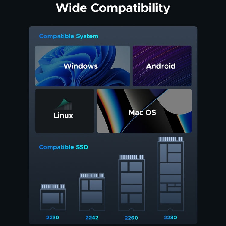Custodia SSD M.2 ORICO con cavo Type-C 20 Gbps
