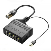 Accoppiatore di rete Ethernet con cavo splitter di rete Gigabit RJ45 3 in 1 maschio, Male 3 in 1 Gigabit