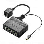 Accoppiatore di rete Ethernet con cavo splitter di rete Gigabit RJ45 3 in 1 femmina, Female 3 in 1 Gigabit