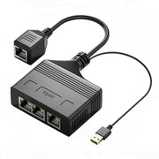 Accoppiatore di rete Ethernet con cavo splitter di rete Gigabit RJ45 3 in 1 femmina, Female 3 in 1 Gigabit