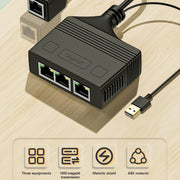Accoppiatore di rete Ethernet con cavo splitter di rete Gigabit RJ45 3 in 1 femmina, Female 3 in 1 Gigabit